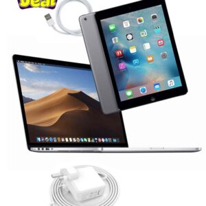 Apple MacBook Pro Laptop  A1398(15-Inch, 2015) Intel core i7, 16GB RAM, 512GB SSD , 1.5GB VRAM-HD Camera ,ENG KB Silver + ipad air 2 32gb Renewed